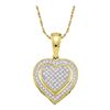 Image 1 : 0.15 CTW Diamond Layered Heart Cluster Pendant 10KT Yellow Gold - REF-14F9N