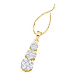 0.26 CTW Diamond Triple Trinity Cluster Pendant 14KT Yellow Gold - REF-30H2M