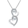 Image 1 : 0.25 CTW Diamond Solitaire Double Heart Pendant 10KT White Gold - REF-30K2W