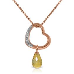 Genuine 2.28 ctw Citrine & Diamond Necklace Jewelry 14KT Rose Gold - REF-40Y7F