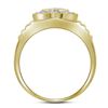 Image 2 : 0.85 CTW Mens Diamond Concentricle Circle Flower Cluster Ring 10KT Yellow Gold - REF-75X2Y