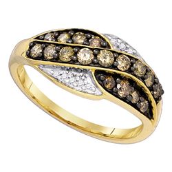 0.55 CTW Cognac-brown Color Diamond Ring 10KT Yellow Gold - REF-26Y9X