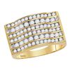 Image 1 : 1.8 CTW Mens Diamond Rectangle Channel-set Cluster Domed Ring 10KT Yellow Gold - REF-126M2H