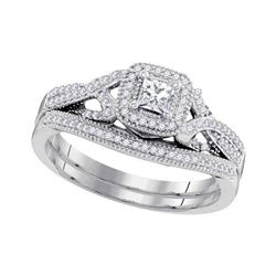 0.38 CTW Diamond Princess Bridal Engagement Ring 10KT White Gold - REF-52X4Y