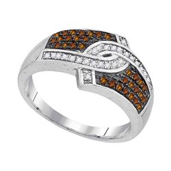 0.33 CTW Cognac-brown Color Diamond Hooked Ring 10KT White Gold - REF-28W4K
