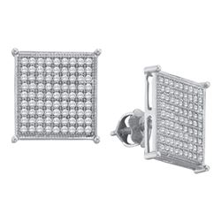 0.40 CTW Diamond Square Cluster Stud Earrings 10KT White Gold - REF-26N9F