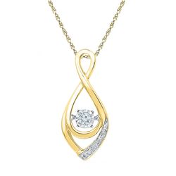 0.04 CTW Diamond Solitaire Teardrop Pendant 10KT Yellow Gold - REF-12H8M