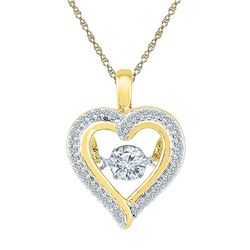 0.25 CTW Moving Twinkle Diamond Heart Outline Pendant 10KT Yellow Gold - REF-30H2M