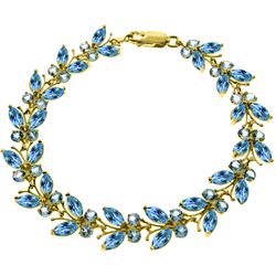 Genuine 16.5 ctw Blue Topaz Bracelet Jewelry 14KT Yellow Gold - REF-179X2M