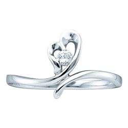 0.05 CTW Diamond Heart Love Promise Bridal Ring 14KT White Gold - REF-19F4N