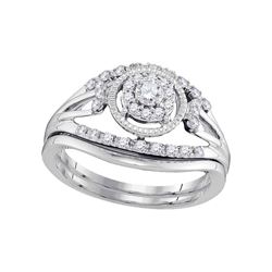 0.33 CTW Diamond Openwork Antique-style Bridal Ring 10KT White Gold - REF-44F9N