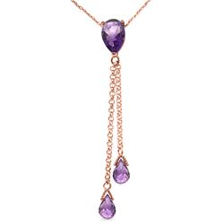 Genuine 3.75 ctw Amethyst Necklace Jewelry 14KT Rose Gold - REF-23R5P