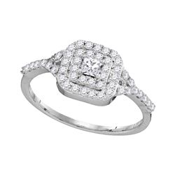 0.50 CTW Princess Diamond Bridal Engagement Ring 14k White Gold - REF-40H4M