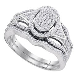 0.40 CTW Diamond Oval Cluster Bridal Engagement Ring 10KT White Gold - REF-44K9W