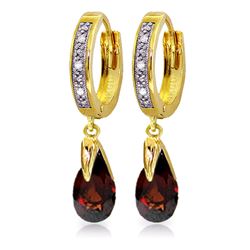 Genuine 2.53 ctw Garnet & Diamond Earrings Jewelry 14KT Yellow Gold - REF-60F4Z