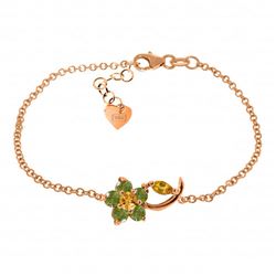 Genuine 0.87 ctw Citrine & Peridot Bracelet Jewelry 14KT Rose Gold - REF-50A5K