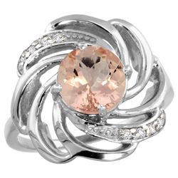 Natural 1.75 ctw morganite & Diamond Engagement Ring 14K White Gold - REF-70X5A