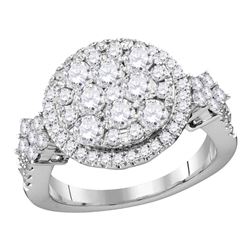 2 CTW Diamond Cluster Bridal Engagement Ring 14KT White Gold - REF-199X4Y