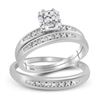 Image 1 : 0.10 CTW His & Hers Diamond Cluster Matching Bridal Ring 10KT White Gold - REF-26W9K