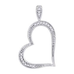 0.05 CTW Diamond Milgrain Open-center Heart Pendant 10KT White Gold - REF-8K9W