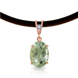 Genuine 7.56 ctw Green Amethyst & Diamond Necklace Jewelry 14KT Rose Gold - REF-35Z5N