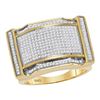 Image 1 : 0.77 CTW Mens Diamond Arched Rectangle Cluster Ring 10KT Yellow Gold - REF-82F5N
