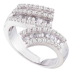 0.84 CTW Diamond Bypass Ring 14KT White Gold - REF-94H4M