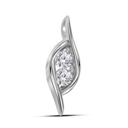0.24 CTW Diamond 2-stone Hearts Together Pendant 14KT White Gold - REF-26M3H
