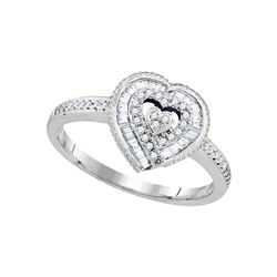 0.24 CTW Diamond Heart Love Ring 10KT White Gold - REF-26Y9X