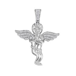 0.50 CTW Mens Diamond Praying Angel Cherub Charm Pendant 10KT White Gold - REF-52W4K