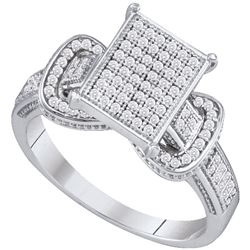 0.33 CTW Diamond Rectangle Cluster Fashion Ring 10KT White Gold - REF-37F5N