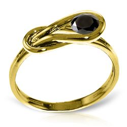 Genuine 0.50 ctw Black Diamond Ring Jewelry 14KT Yellow Gold - REF-77H2X