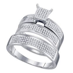 0.53 CTW His & Hers Diamond Cluster Matching Bridal Ring 10KT White Gold - REF-52H4M