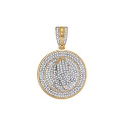 0.85 CTW Mens Diamond Praying Prayer Hands Medallion Charm Pendant 10KT Yellow Gold - REF-85Y4X