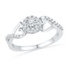 Image 1 : 0.16 CTW Diamond Cluster Heart Promise Bridal Ring 10KT White Gold - REF-19Y4X