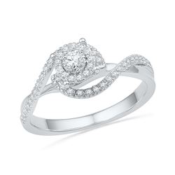0.20 CTW Diamond Solitaire Swirl Bridal Engagement Ring 10KT White Gold - REF-22K4W