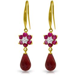 Genuine 7.61 ctw Ruby & Diamond Earrings Jewelry 14KT Yellow Gold - REF-49T8A