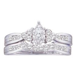 0.50 CTW Marquise Diamond Bridal Engagement Ring 14KT White Gold - REF-59K9W