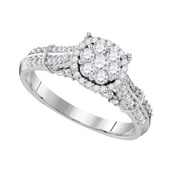 0.69 CTW Diamond Flower Cluster Bridal Engagement Ring 10KT White Gold - REF-72X7Y