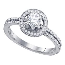 0.88 CTW Diamond Solitaire Bridal Engagement Ring 14k White Gold - REF-142W4K