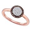 Image 1 : 0.15 CTW Red Color Diamond Cluster Ring 10KT Rose Gold - REF-22F4N