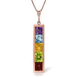 Genuine 2.25 ctw Multi-gemstone Necklace Jewelry 14KT Rose Gold - REF-36F9Z