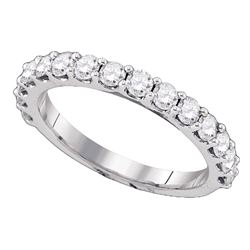 1 CTW Pave-set Diamond Single Row Wedding Ring 14KT White Gold - REF-75Y2X