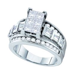 1 CTW Princess Diamond Cluster Bridal Engagement Ring 14KT White Gold - REF-119F9N