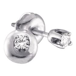 0.10 CTW Girls Infant Diamond Solitaire Stud Earrings 14KT White Gold - REF-10K5W