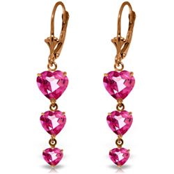 Genuine 6 ctw Pink Topaz Earrings Jewelry 14KT Rose Gold - REF-68F4Z