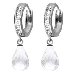 Genuine 5.35 ctw White Topaz Earrings Jewelry 14KT White Gold - REF-43W6Y