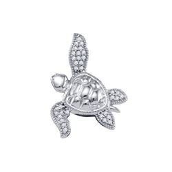 0.10 CTW Diamond Turtle Tortoise Animal Pendant 10KT White Gold - REF-12M2H