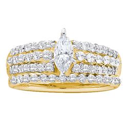 1.04 CTW Marquise Diamond Bridal Engagement Ring 14KT Yellow Gold - REF-112X5Y
