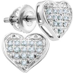 0.25 CTW Diamond Heart Screwback Earrings 10KT White Gold - REF-18K7W